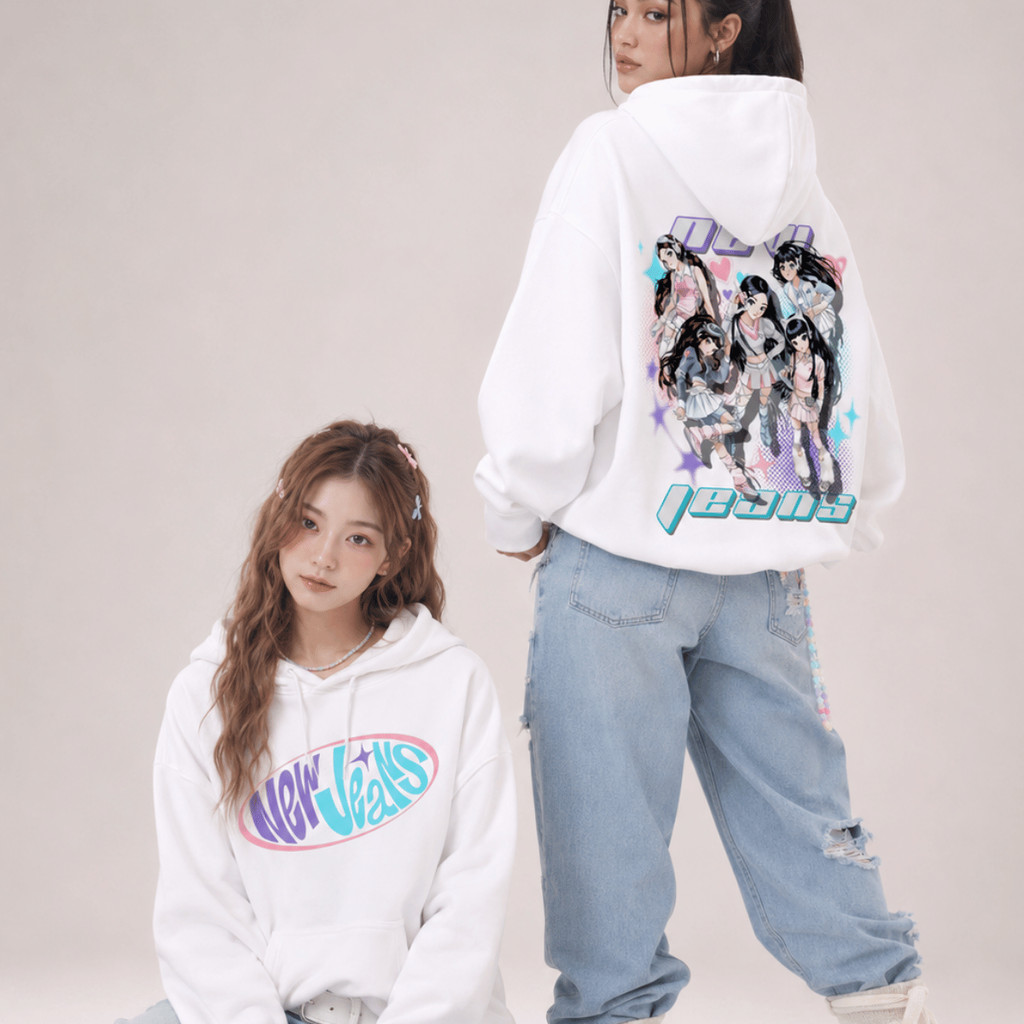 Moletom New Jeans Kpop Ilustração Anime Y2K Coreano Aesthetic Pop Cute Grupo Musical