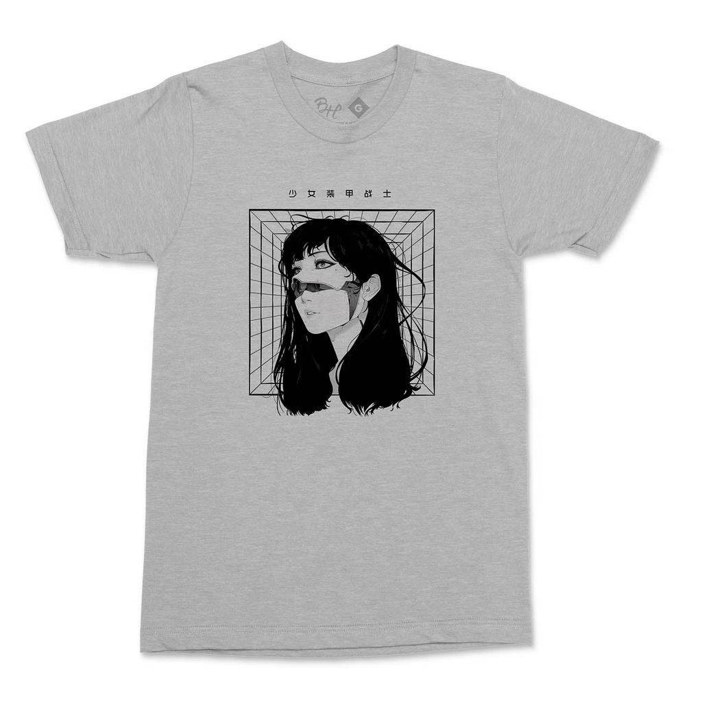 Camiseta Geek Cyberpunk Girl Anime Aesthetic CPL Tamanho:G;Cor:Cinza Unissex Algodao ALTE0178