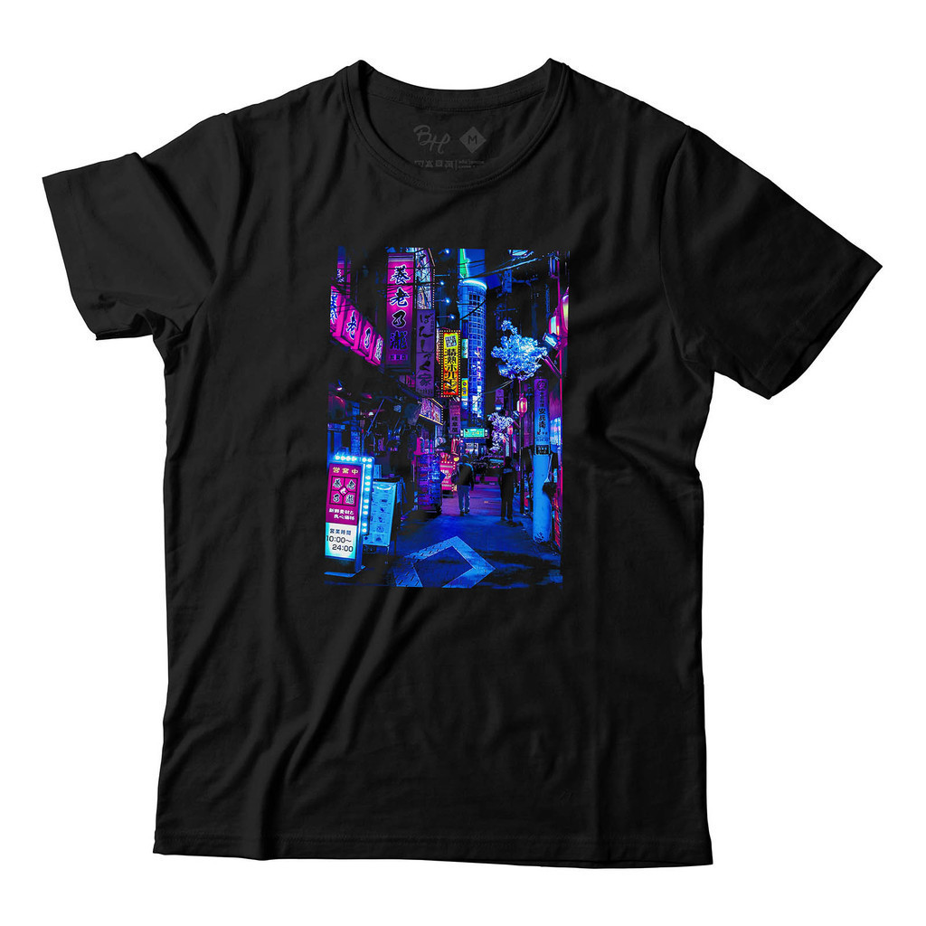 Camiseta Tokyo Neon Estilo Anime Aesthetic Unissex Algodao