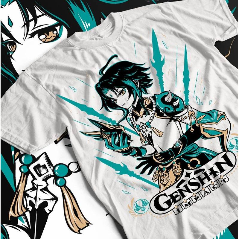 Camiseta Genshin Impact Xiao Raiden Shogun Anime Japan Aesthetic Vaporwave Fofa Estilosa Moderna Moda Feminina