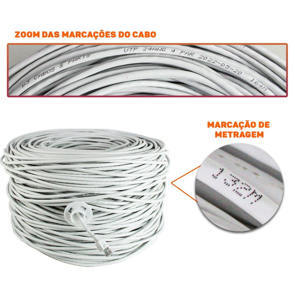 Caixa Cabo Trançado P/alarme Cftv C5 Branco Com 305 Mts