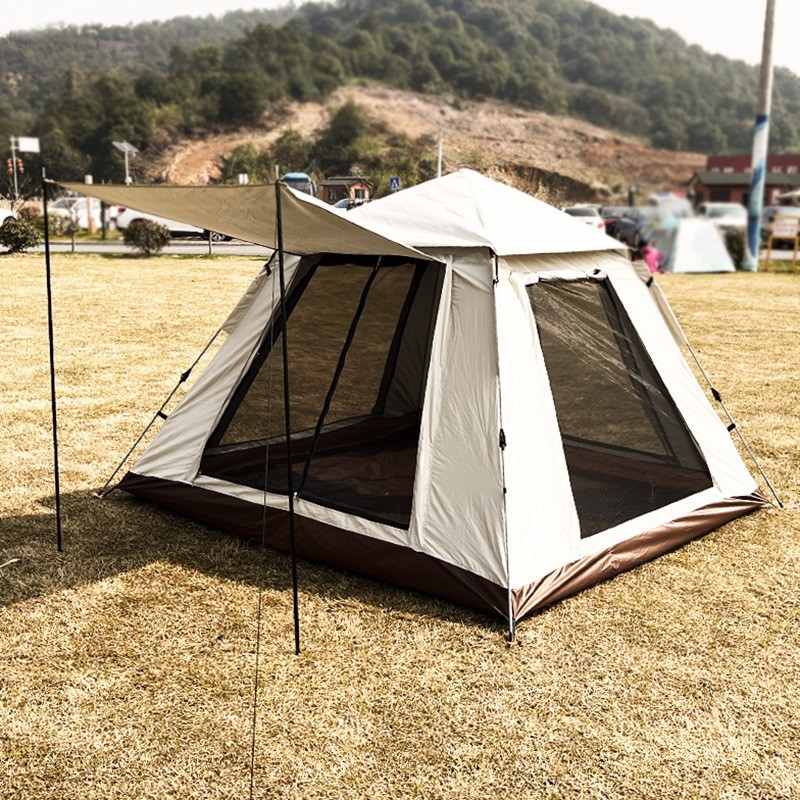 Tenda de acampamento automática Off-White Upf 50+ tamanho grande à prova d'água pode conter 1-4 pessoas no Pix