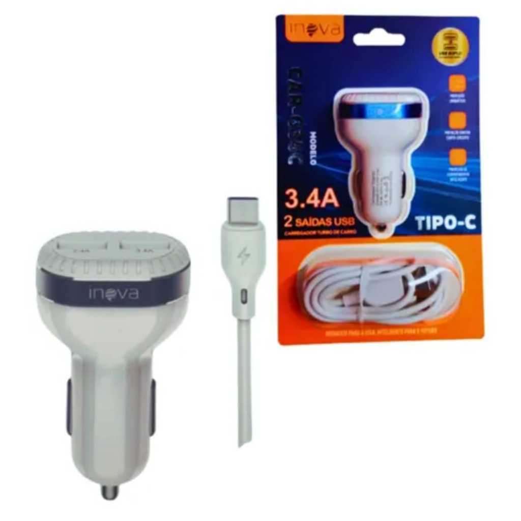 Carregador Automotivo Inova Car-g35c 12v 3.4a Branco