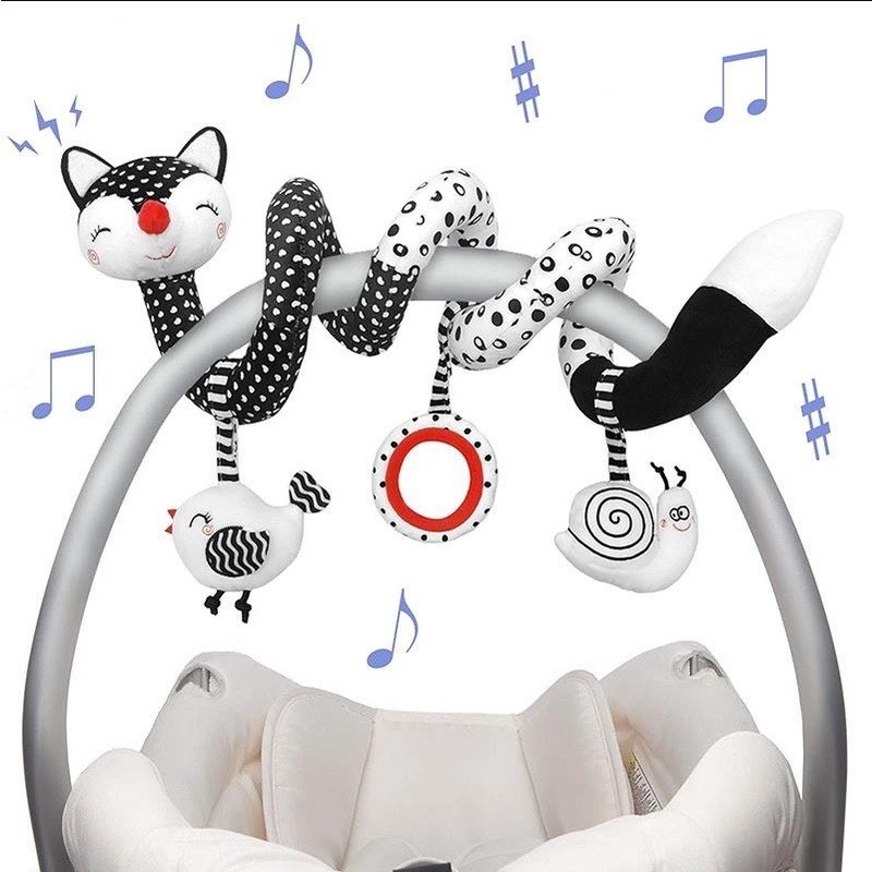 Spiral Plush Toys Babies Black Stroller White Spiral Activity Stretched Car Seat Hanging Mobile Sensory Cradle Newborns