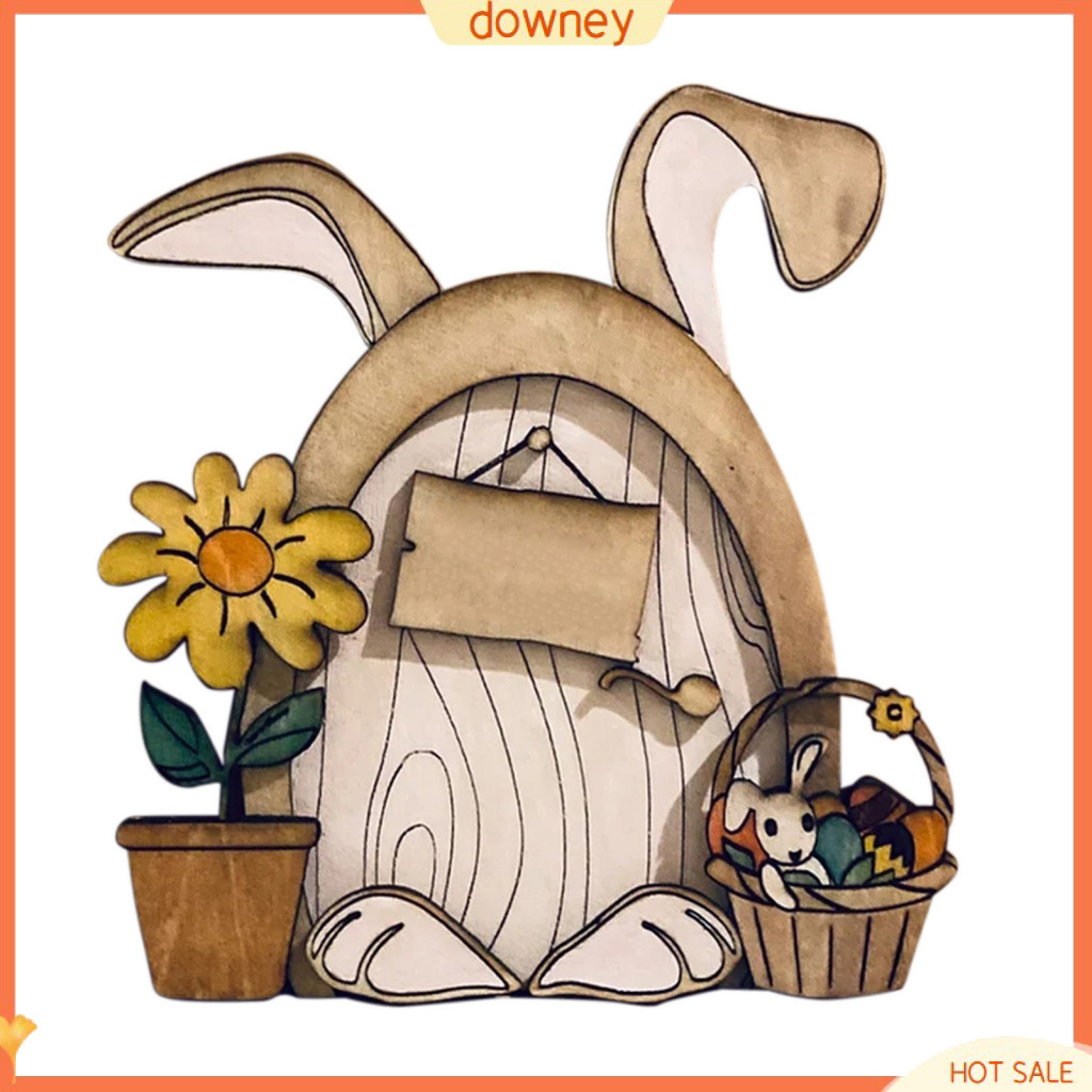 Hand-painted Wooden Fairy Door Decor 2d Gnome Elf Bunny Mushroom Ornament Cute House Decoration for Kids Room Holiday Pa