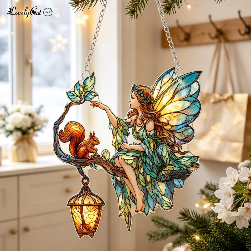 Acrylic Holiday Hanging Decor Waterproof Festive Party Favors Fairy Gnome Christmas Suncatcher – 2d Elf Dwarf Window S