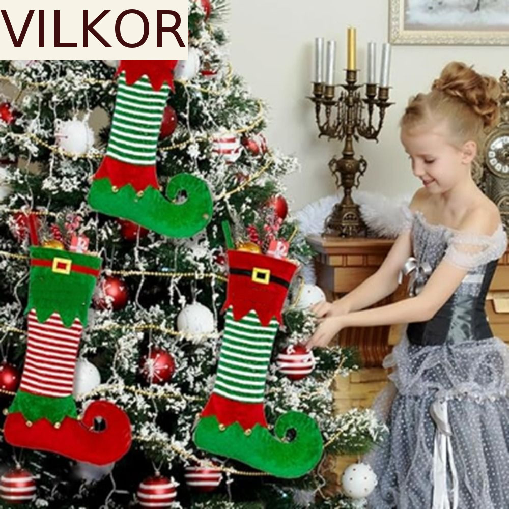 Meia VILKOR Fairy Elf , Meias Decorativas Vermelhas/Verdes De Natal Para Elfos , Decorações Suspensas Árvores