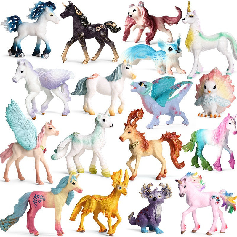Unicórnio Pegasus Elves Animal Fairy Tale Elf Modelo Figuras de Ação Cute Home Decoração Cake Toppers Kids Gift Toy