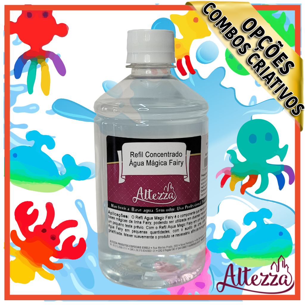 Refil Concentrado Aqua Magic Fairy 500ml - Gel Geleia Mágica Gel Elf Toy Squishy DIY Altezza + Combos Critativos 100ml