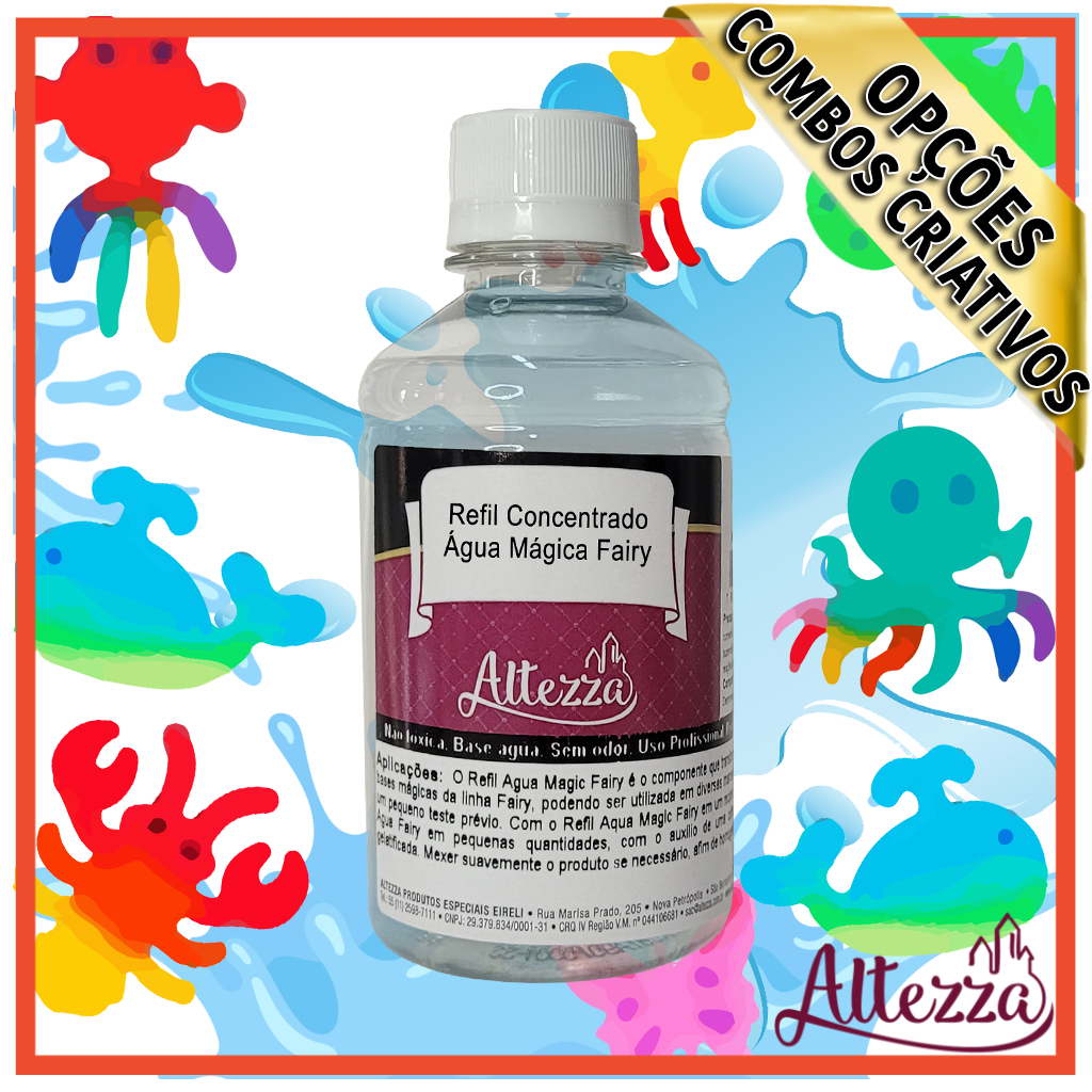Refil Concentrado Aqua Magic 250ml - Gel Geleia Mágica Fairy Gel Elf Toy Squishy DIY Altezza + Combos Critativos 100ml
