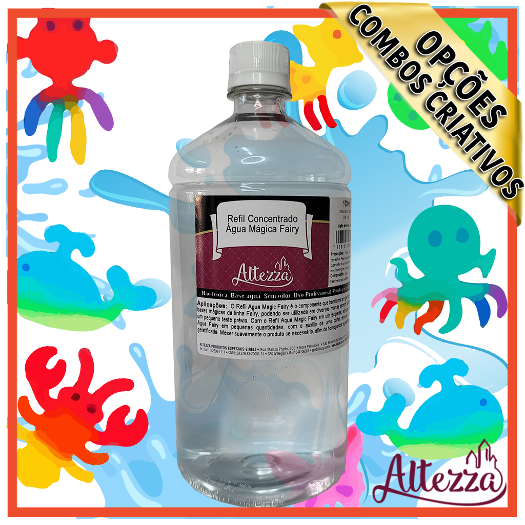 Refil Concentrado Aqua Magic Fairy 1000ml - Gel Geleia Mágica Gel Elf Toy Squishy DIY Altezza + Combos Critativos 100ml