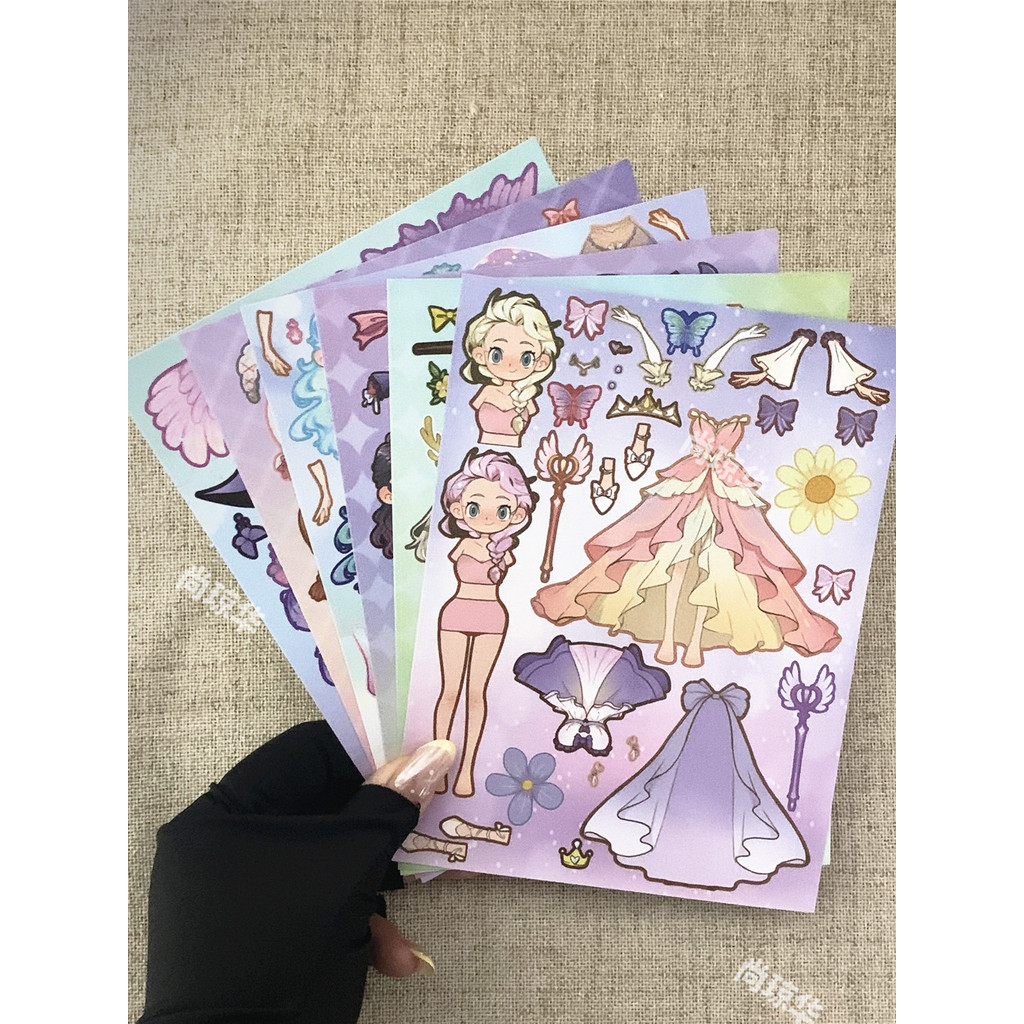 Estilo influenciador Elf World Fairy Princess Dress Up Puzzle Adesivos Meninas 3-6 Anos Crianças Decoração Educacional A