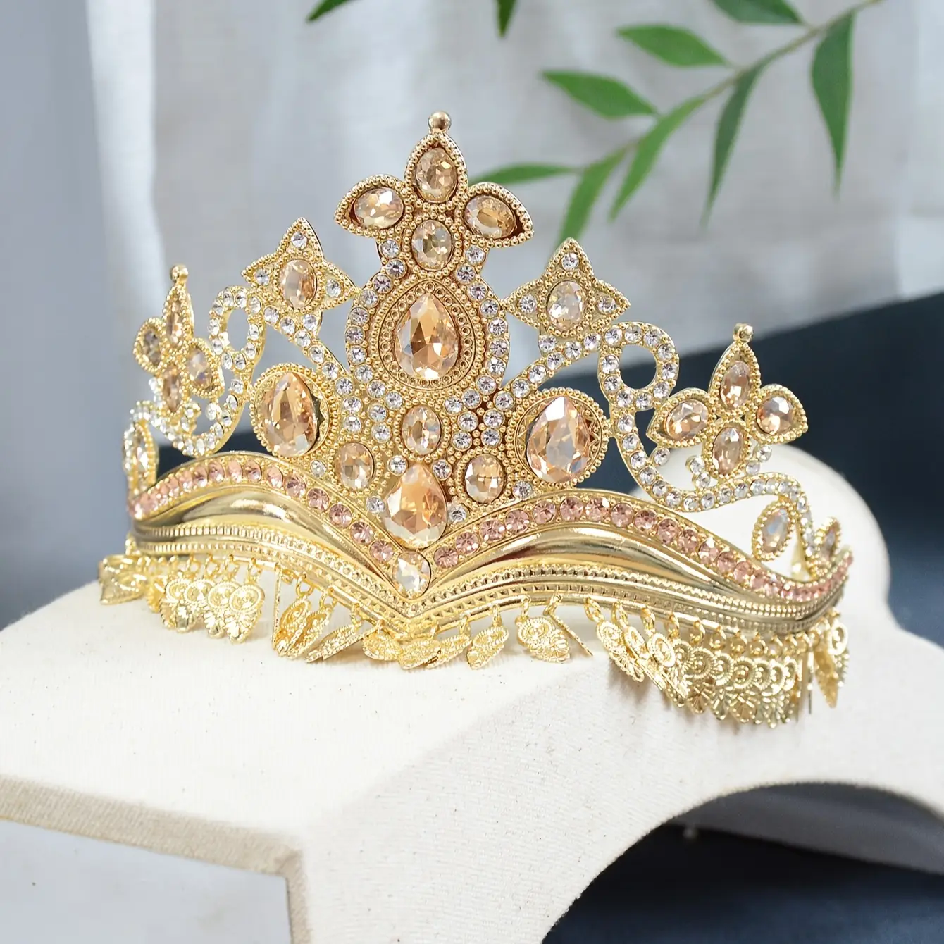 COROA DOURADA ALTA Estilo Barroco para Rainha de Bateria Luxuosa, Acessório Real Feminino Carnaval