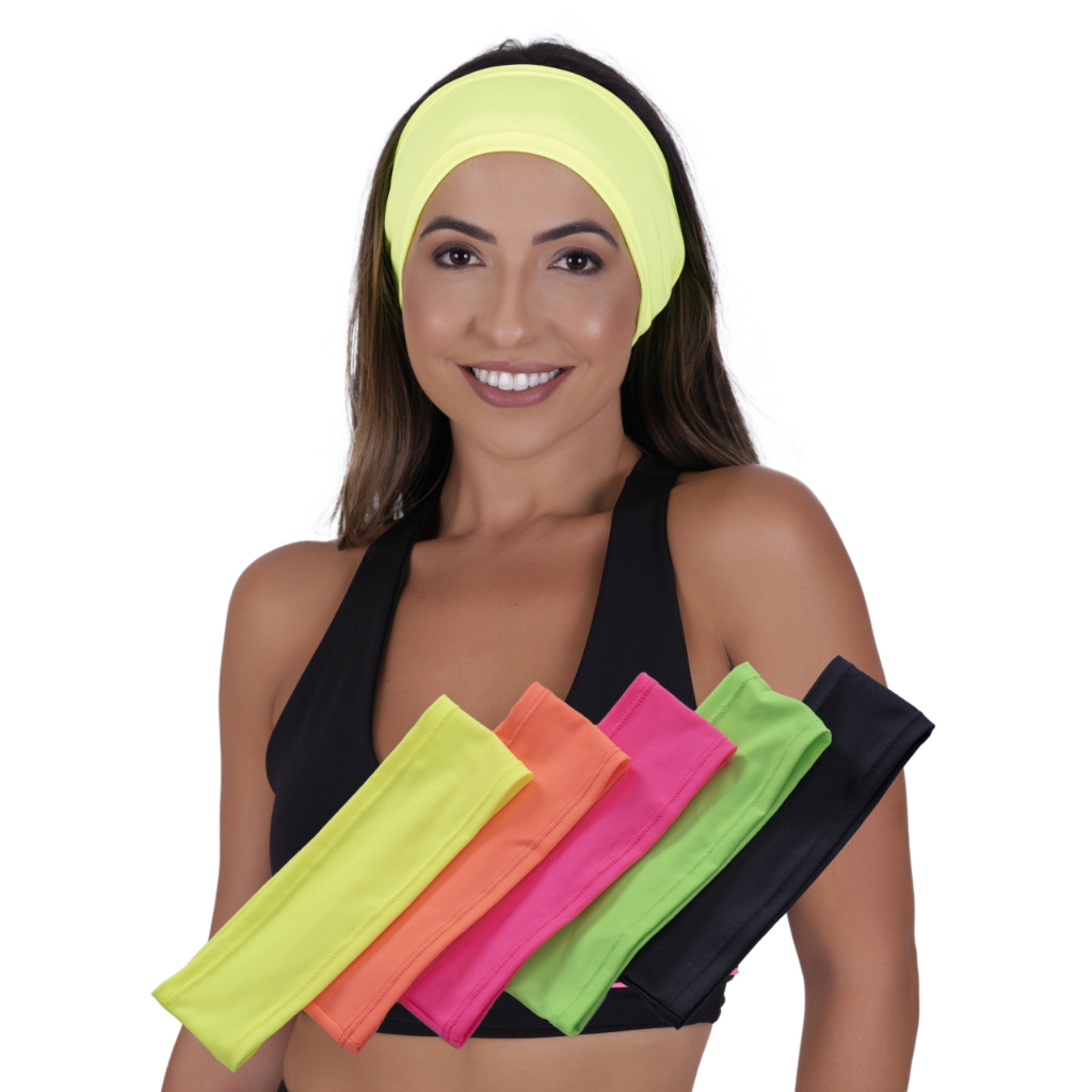 KIT 5 FAIXAS TIARA FEMININA SUPLEX CORES VIBRANTES.
