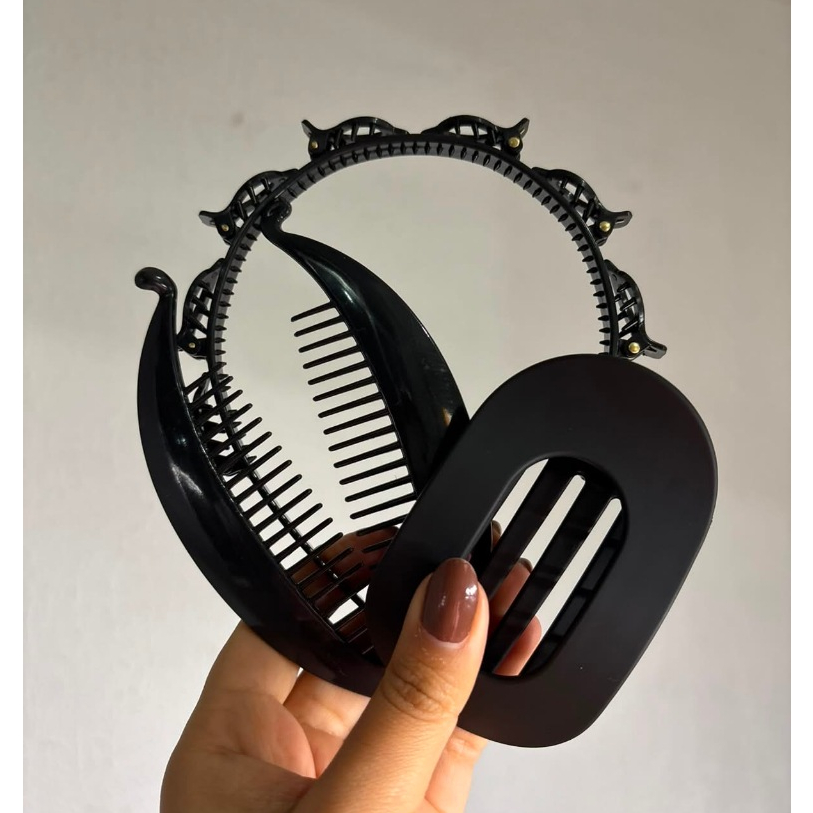Kit Garra + Presilha Banana + Tiara de Cabelo com Presilhas Hair Twiter Acessório Feminino
