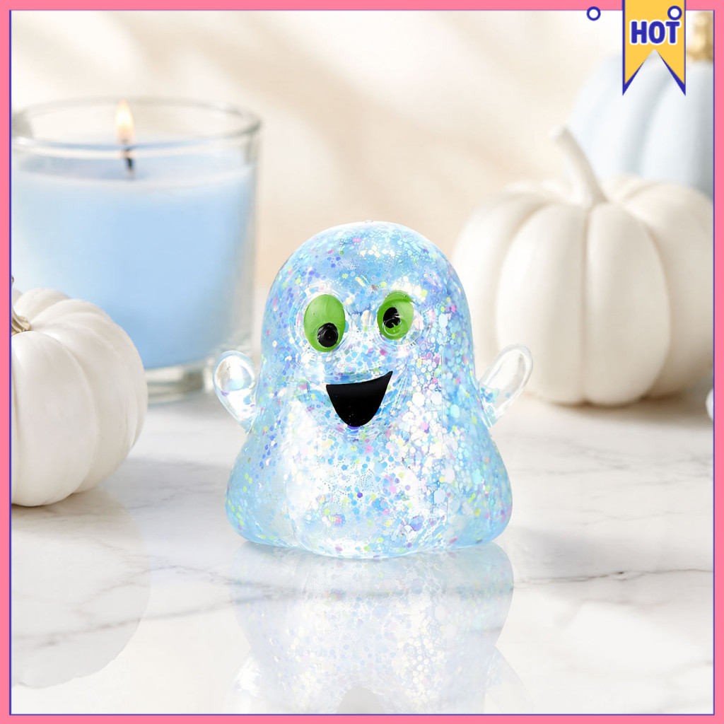 5pcs Mini Halloween Ghost Squeeze Toys – Glitter Stress Relief Fidget Balls Sensory for Kids Adults Party Favors Gifts