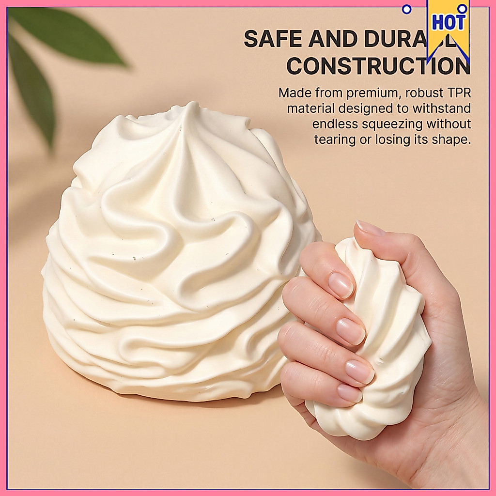 White Cream Squeeze Stress Ball Soft Tpr Palm Kneading Toy for Kids Adults Anxiety Relief Fidget Decompression Durable R