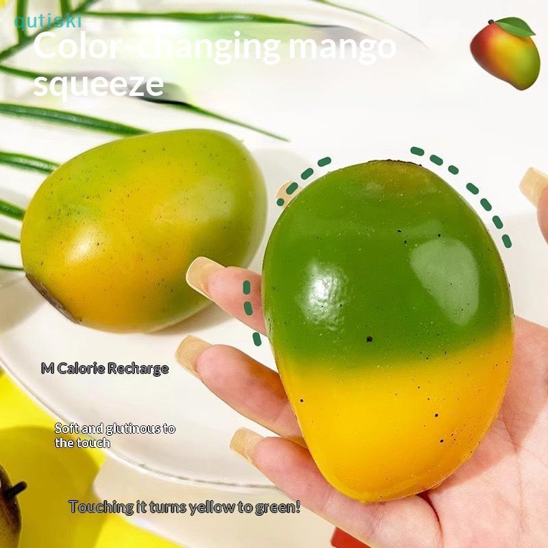 QUTI 1 Unidade Que Muda De Cor Mango Squeeze Ball Stress ASMR Sensory Tdah Anti Relief Fidget Toys Para Crianças E Adult