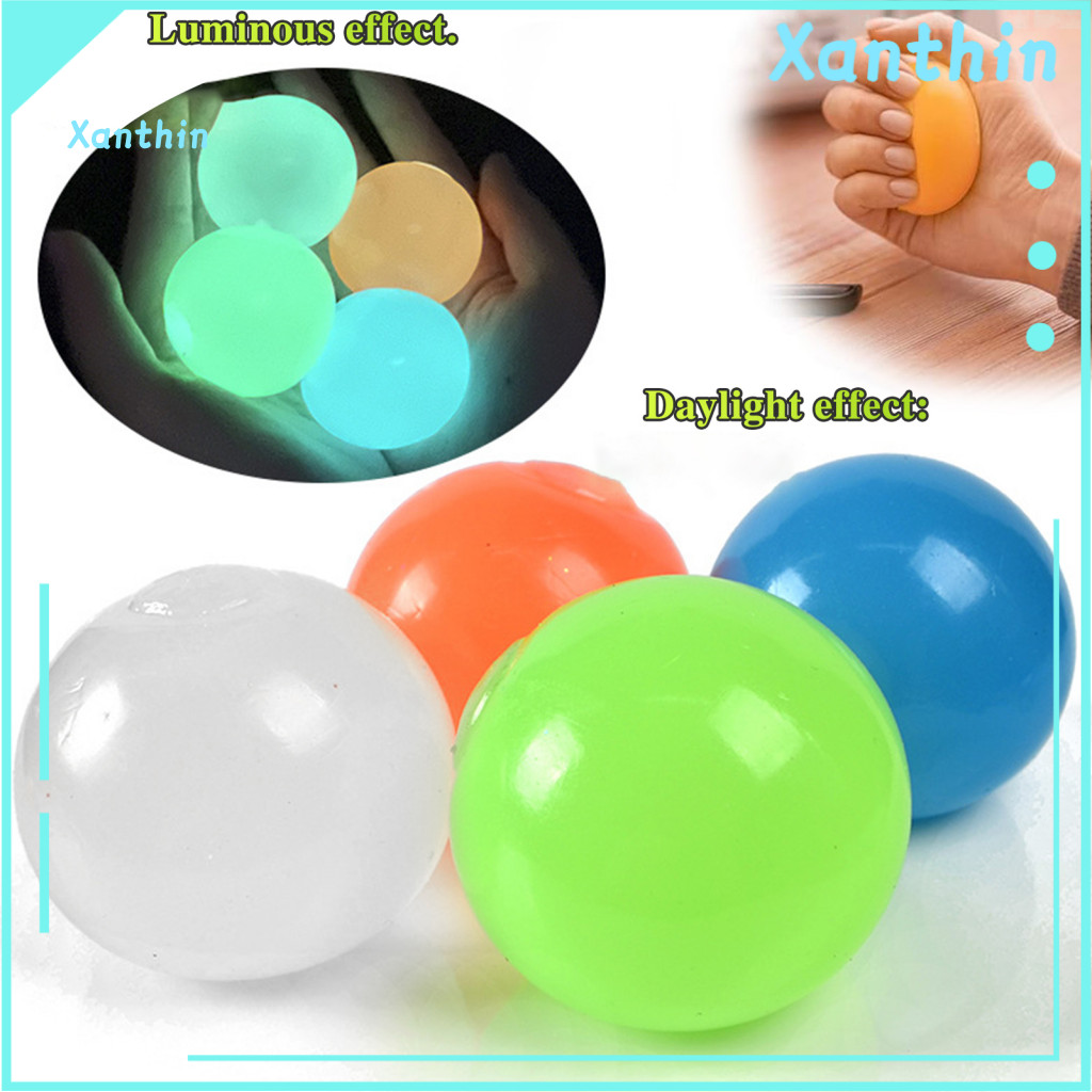 Glowing Ball Toy 6/12 Pcs Glow-in-the-dark Sticky Balls Stress Relief Fidget Toys for Kids Teens Adults – Wall Ceiling