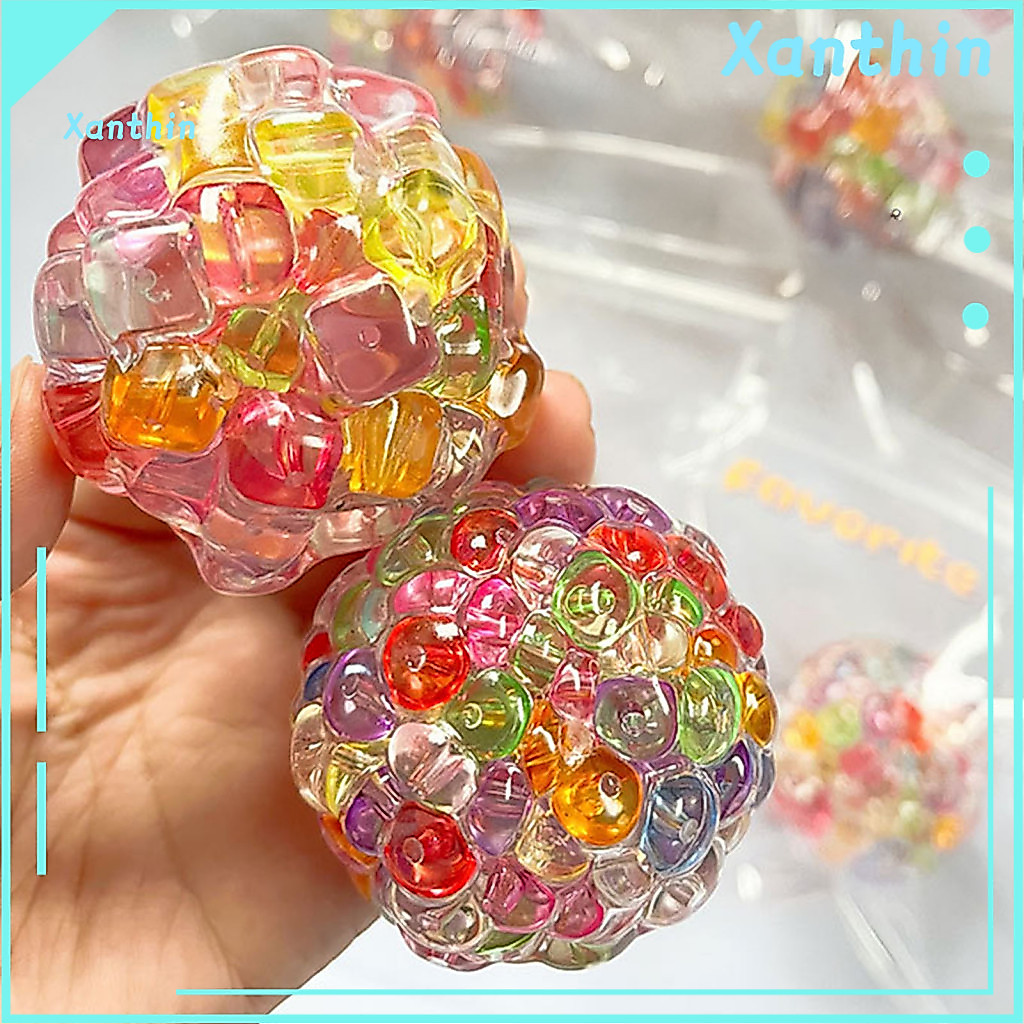 Anxiety Relief Stress Ball Toy Colorful Bead Portable Soft Tpr Squeeze Fidget for Kids Teens Adults Therapy Handheld Pin