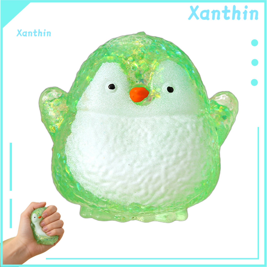Squeeze Toy Glitter Translucent Penguin Ball Soft Slow Rebound Stress Relief Portable Safe Cute Squishy for Kids Adults