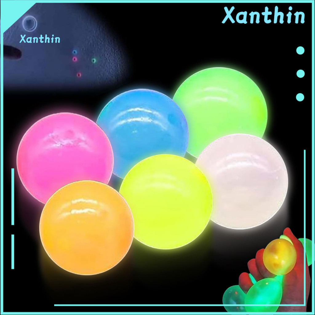 Glowing Sticky Ball Stress Relief 4/8/6/12pcs Glow-in-the-dark Balls Fidget Toys for Kids Teens Adults Anxiety Wall Ceil