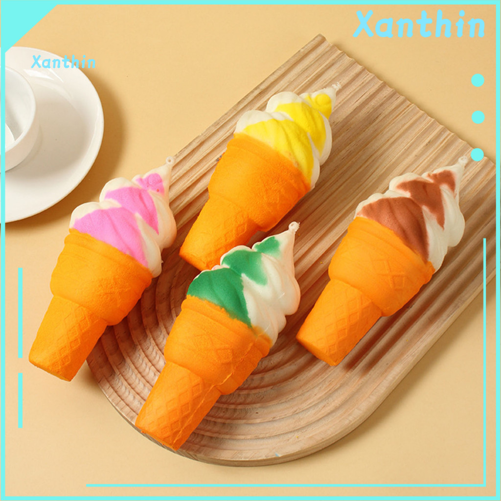 Kids Stress Relief Toy Durable Ball Realistic Ice Cream Cone Squeeze Slow Pu Fidget Soft Decompression Gadget for Adults