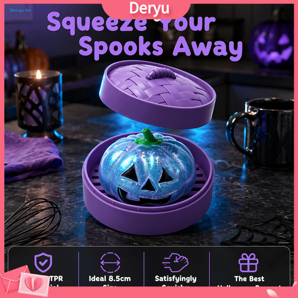 Tpr Stress Ball Adult Halloween Pumpkin Ghost Relief Toy – Cute Steamed Bun Squeeze Fidget for Kids Adults Party Favor