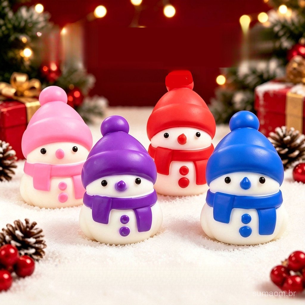 9cm Christmas Snowman Squeeze Toy, Flour Filled Soft Squishy Ball, Stress Relief Fidget for Kids Adults