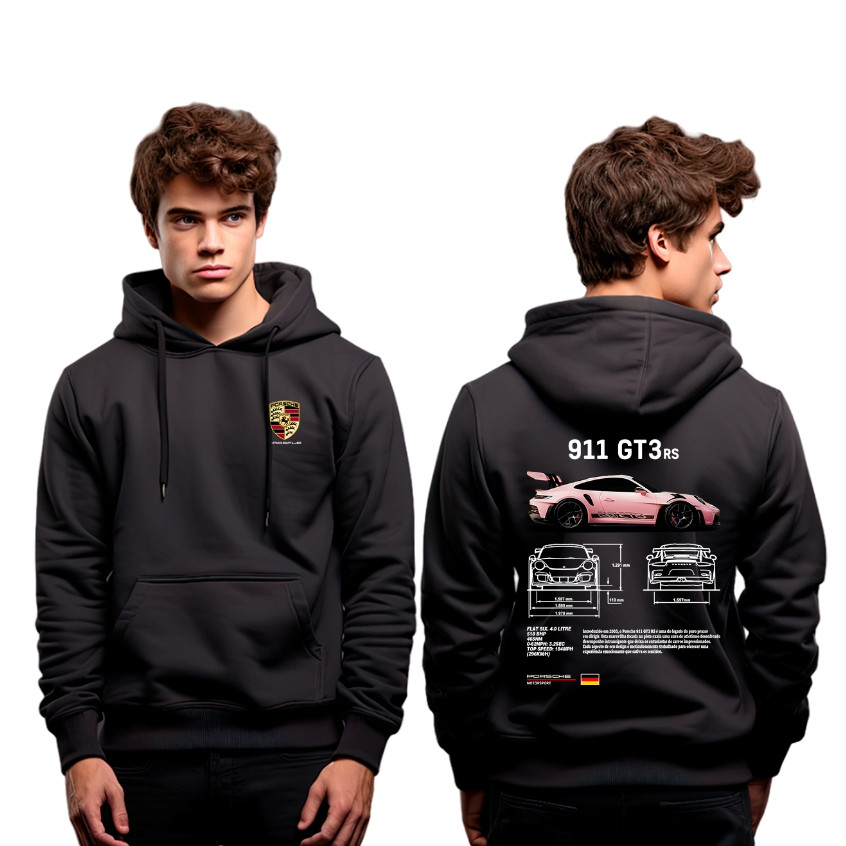 Moletom Canguru Unissex Porsche 911 GT3 RS Rosa Lançamento