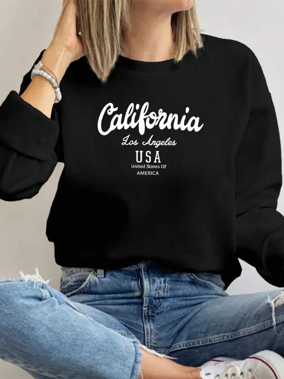 Moletom Feminino Blusa de Frio Casaco Grosso Sem Capuz Flanelado Estampado Lançamento