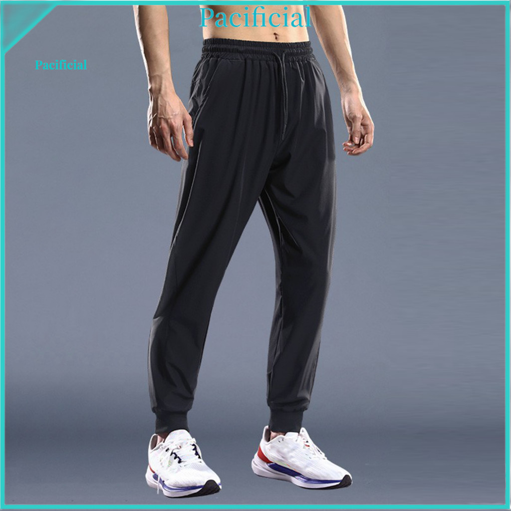 Solid Color Pants for Men Quick Dry Thin Tracksuit Men's Casual Jogger Quick-dry Breathable Sportswear Sweatpants with P