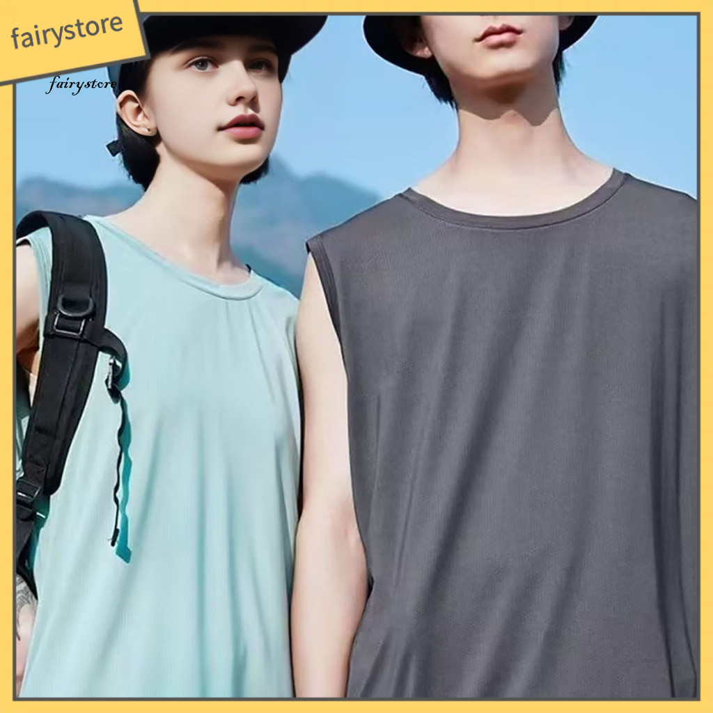 Non-restrictive Men Sportswear Gym Tank Tops Men's Sleeveless Sport Vest Summer Casual Breathable Mesh Top Round Neck Li