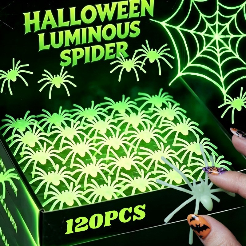 [Decoração De Halloween] Aranhas Luminosas-Mini Brilhantes No Escuro-Brinquedo De Aranha De Brincadeira Complicada-Adere