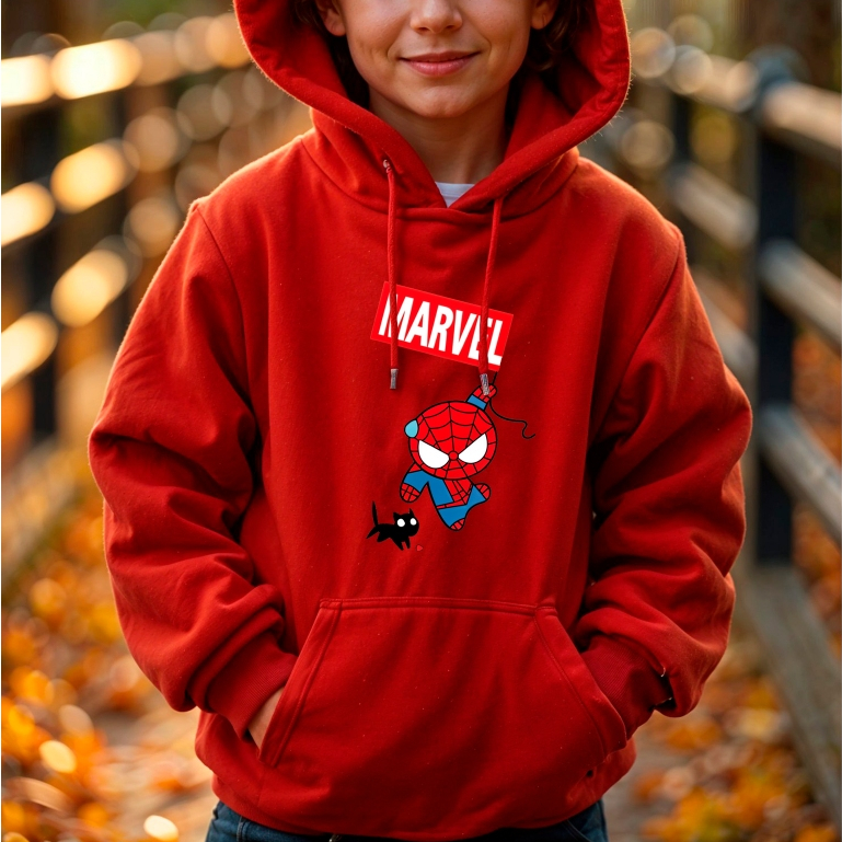 Moletom Canguru Infantil Estampado Blusa De Frio Menino Com Capuz Masculino Feminino Aranha Promoção