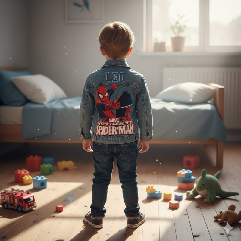 Jaqueta jeans Homem Aranha personalizado com nome
