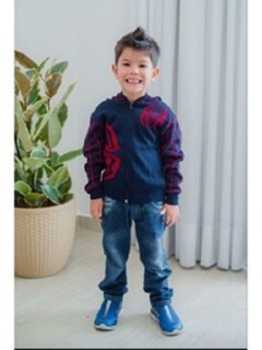 Jaqueta de Tricot Suéter Infantil Homem Aranha Com Zíper e Capuz