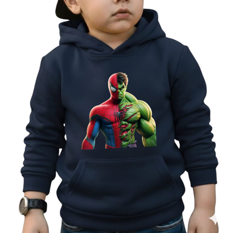 Blusa Moletom Infantil Menino Estampado Hulk-Aranha  capuz Bolso Canguru Casaco Inverno 4 ao 14