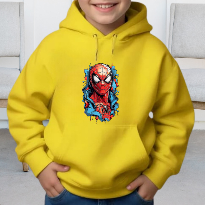 Moletom Infantil  Menino Aranha Estampado Capuz bolso canguru Casaco Inverno 4 ao 14