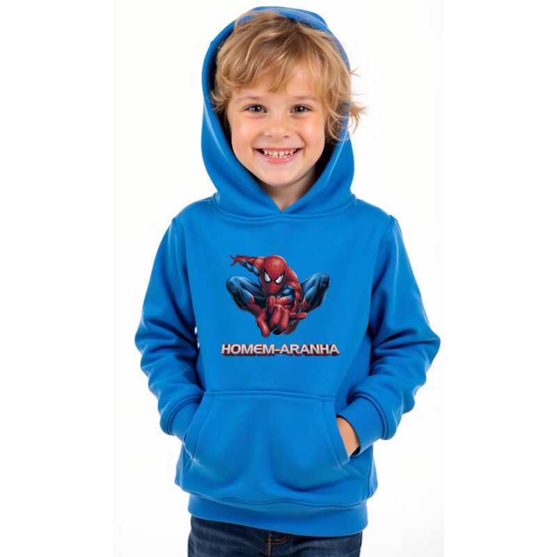 Moletom Infantil Canguru Blusa Infantil Com Capuz Homem Premium Aranha