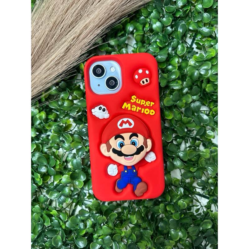 Novo desenho animado tridimensional Mario iPhone15 14 13 12 11 Pro MAX Caixa telefônica Mario Bracket Silicone