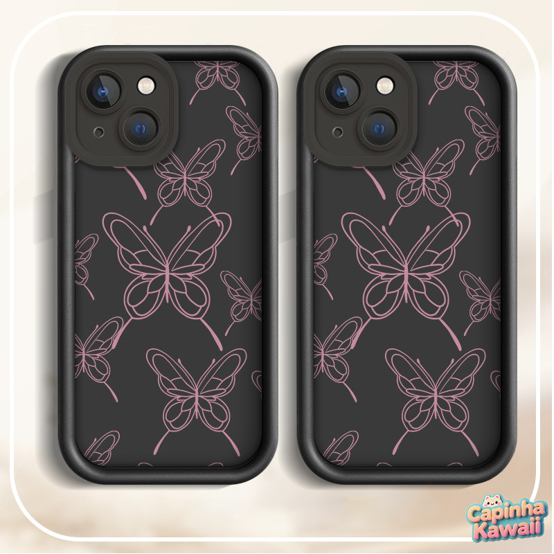 Capinha capa kawaii iPhone15 14 13 12 11 pro max iPhone 6 7 8 6s XS XR MAX Plus borboleta elegante