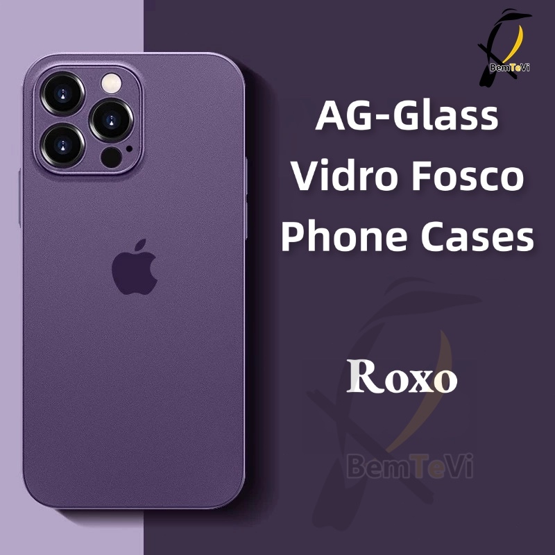 -Bemtevi-Capa Preto AG-Glass para iPhone De Vidro Fosco Capinha iPhone 16 iPhone15 PRO MAX 16 pro max 15 pro 16 pro 15