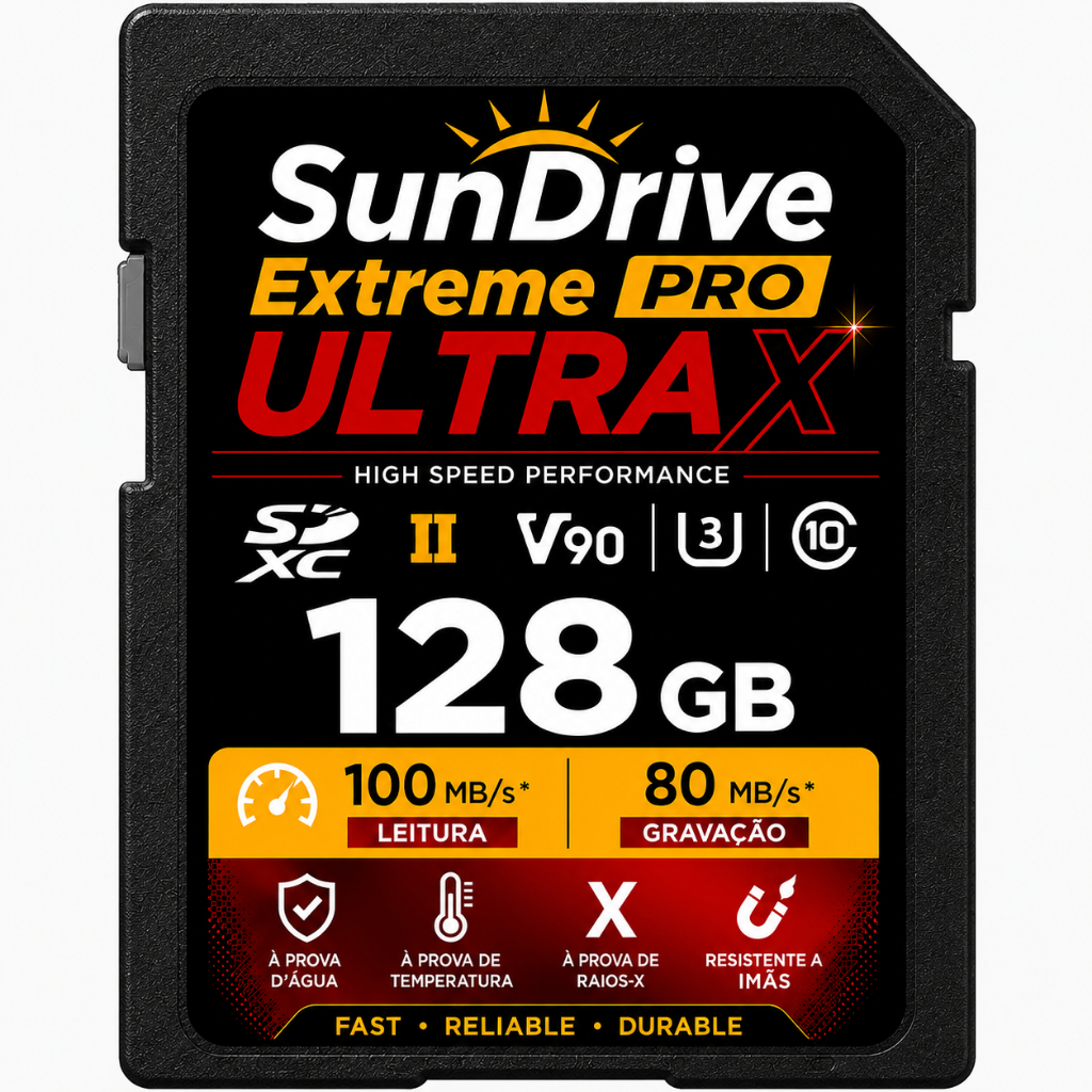 Cartão de Memória SD Ultra PRO 16GB 32GB 64GB 128GB Classe 10 para Câmera, Filmagem Full HD e 4K