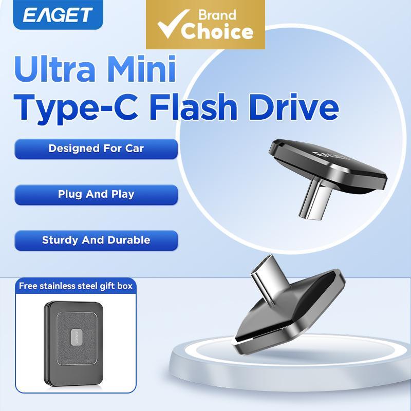 EAGET U8C 64GB/32GB/16GB/8GB Ultra Mini Pen Drive Tipo-C Liga de Zinco Design Oculto 30MB/s Leitura Rápida Armazenamento