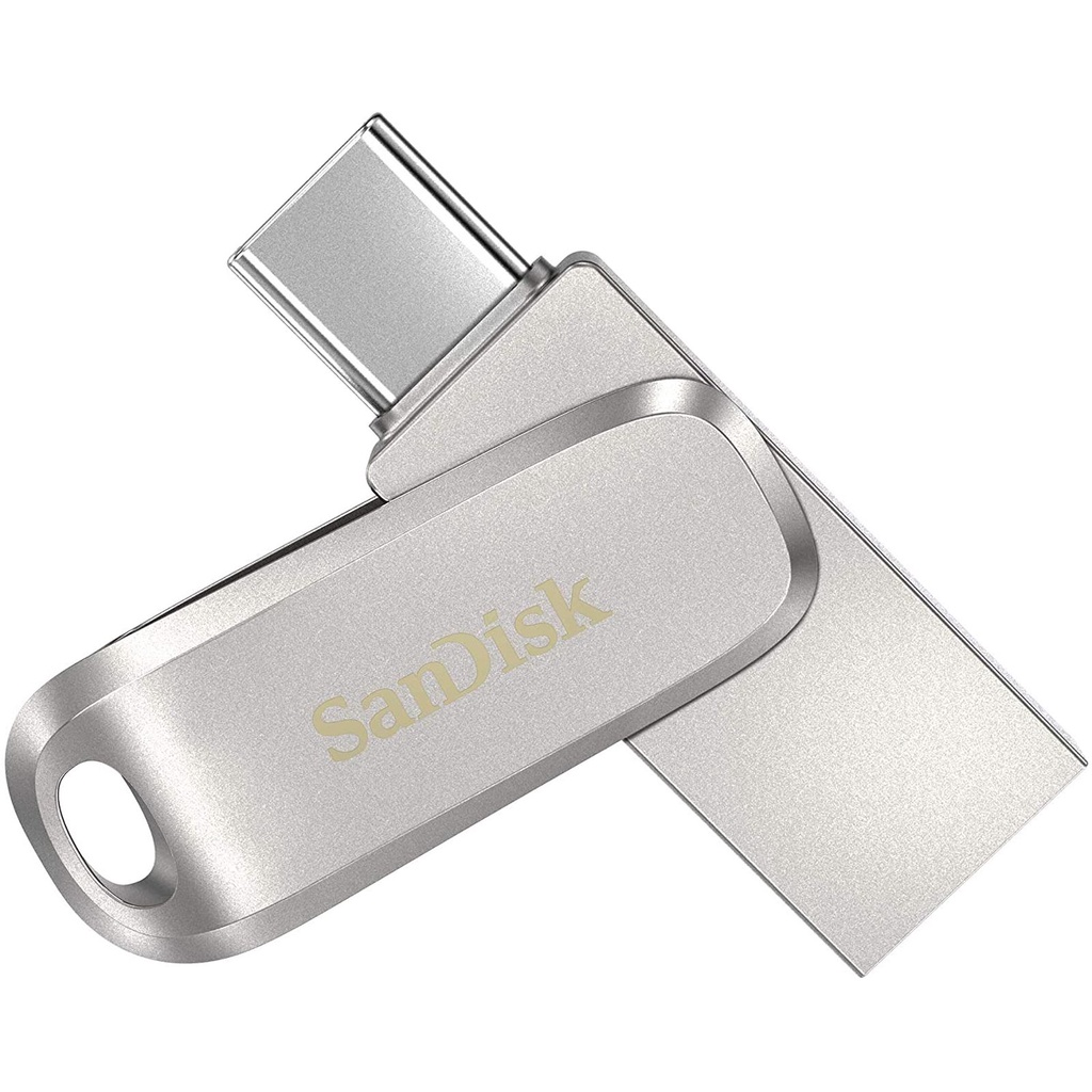 SanDisk USB Ultra Dual Drive Luxe Prata USB3.1 Tipo C Unidade Flash (SDDDC4) 32GB 64GB 128GB