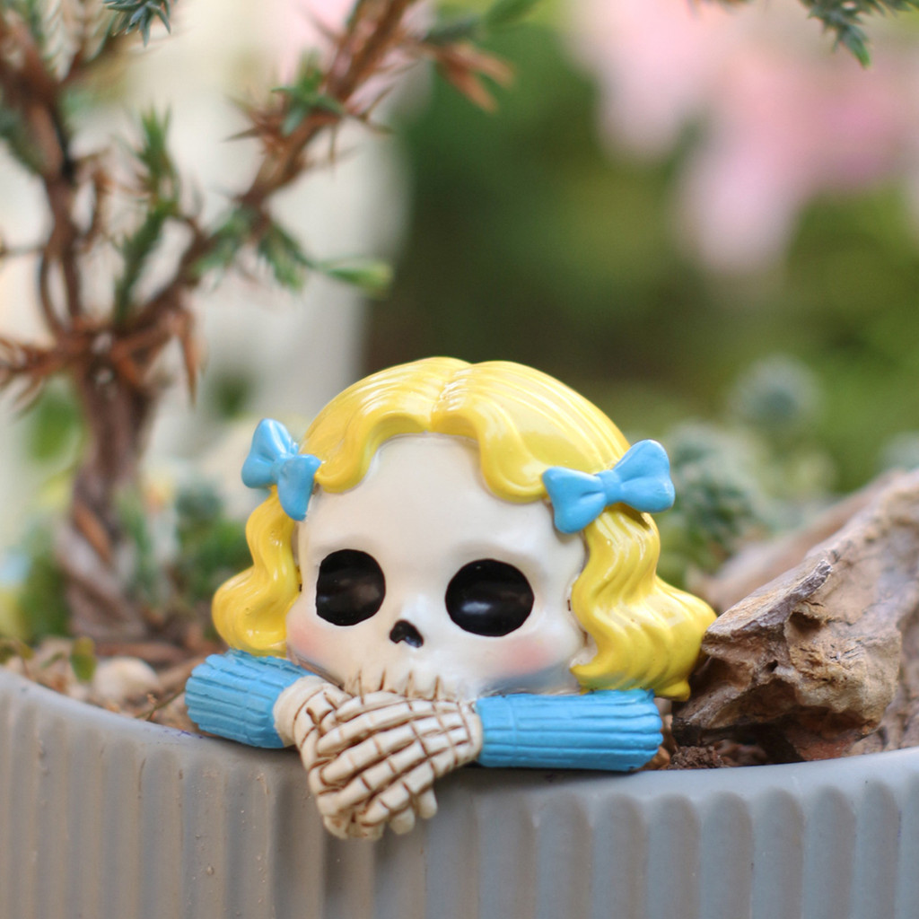 seafeel Skeleton Girl Flower Pot Hugger , Enfeites De Plantador De Suculentas De Resina , Mini Estatueta Decorativa Fofa