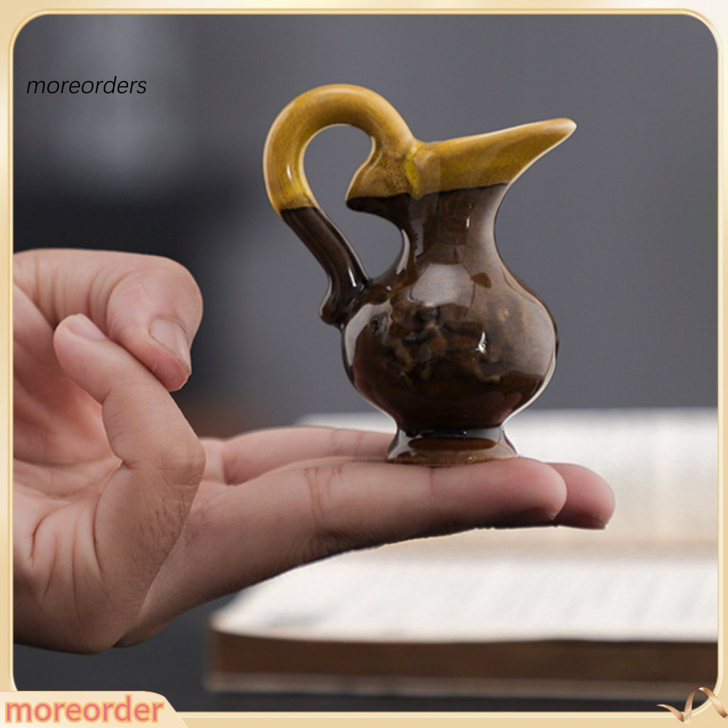 Vintage Mini Flower Vase Figurine Colored Pottery Tiny Sculpture Miniature Pot Holder Decoration Ornament for Home and O