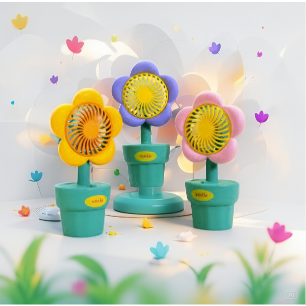 Mini Ventilador Portátil Recarregável De Mesa Flower Pots