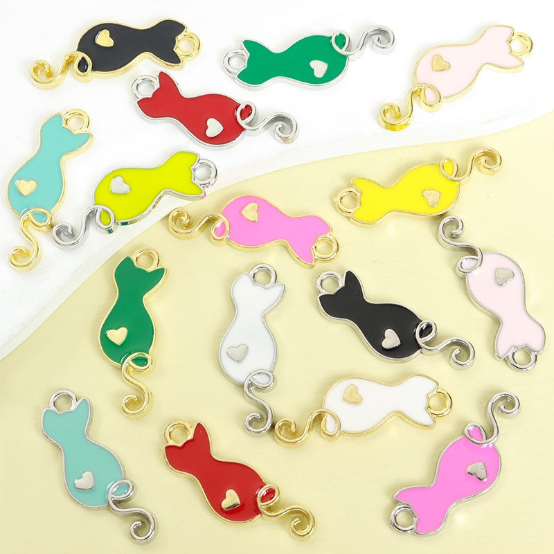 10pcs Novo Mini Fofo Gatinho Dopamina Esmalte Mola/Verão Colar De Moda , Pulseira , Brincos E Mais Ornamentos